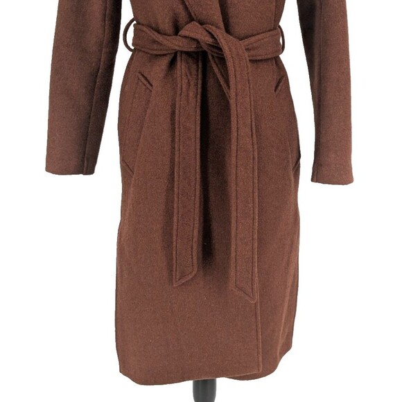 ABERCROMBIE & FITCH Wrap Coat Small Wool Blend Rust Preppy Academia Chic - Picture 6 of 15